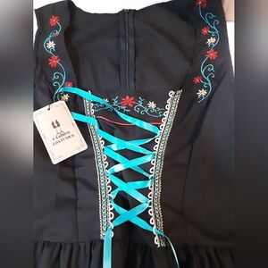 Black Octoberfest Corset Dress with Embroidered Details C126